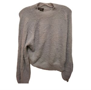 NWT Bardot‎ Women's Oversized Fluffy Fuzzy  Baby Blue Crewneck Sweater Size US L